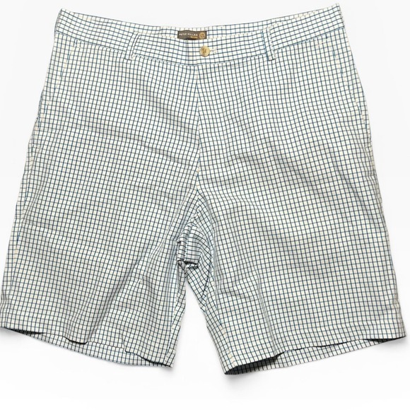Peter Millar Other - Peter Millar Mens Wicking Performance Golf Shorts Blue White Windowpane Size 34
